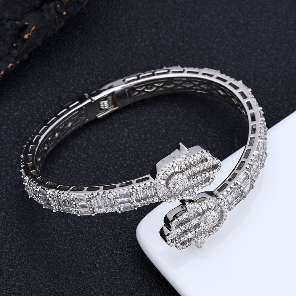 S925Silver Moissanite Palm Bracelet Fatima Hand Bracelet