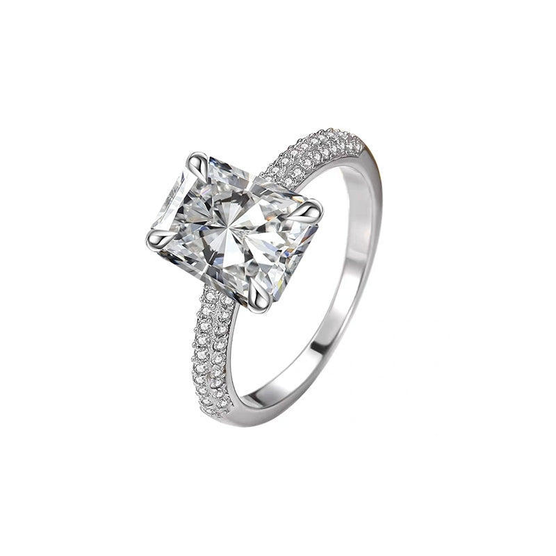 Radiant cut diamond ring.