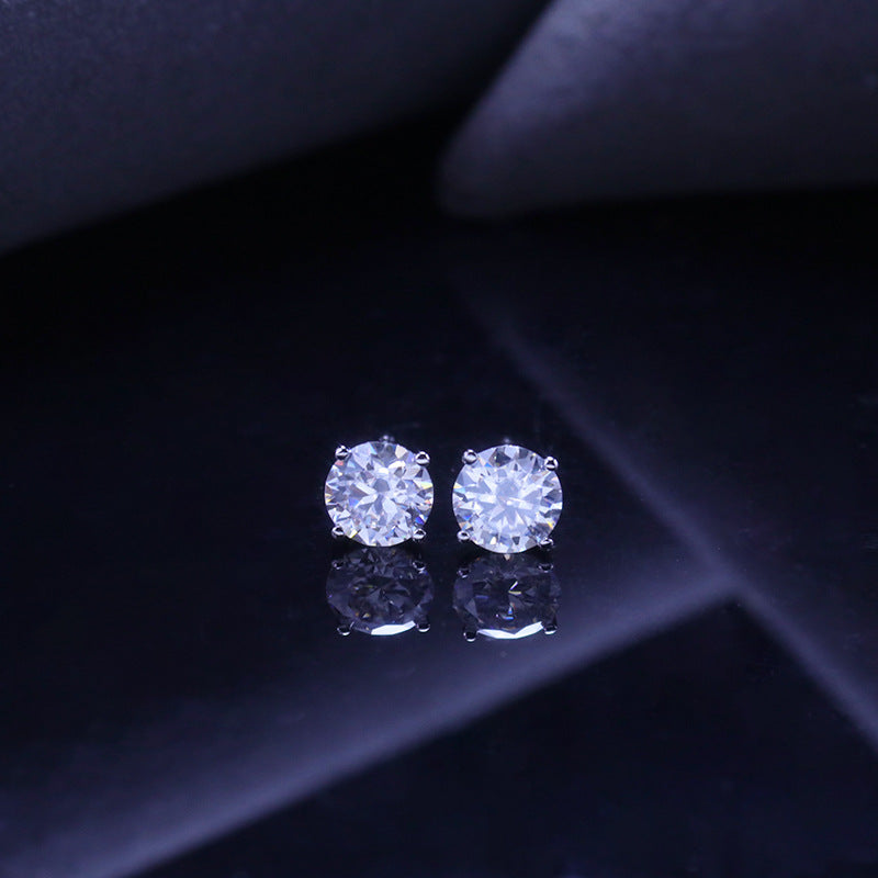 Silver Four-Claw Shape S925Moissanite Earrings