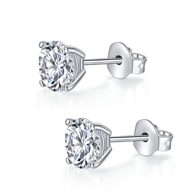 Silver Four-Claw Shape S925Moissanite Earrings