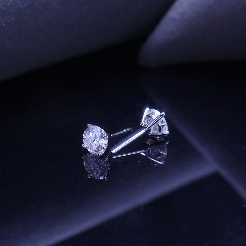 Silver Four-Claw Shape S925Moissanite Earrings