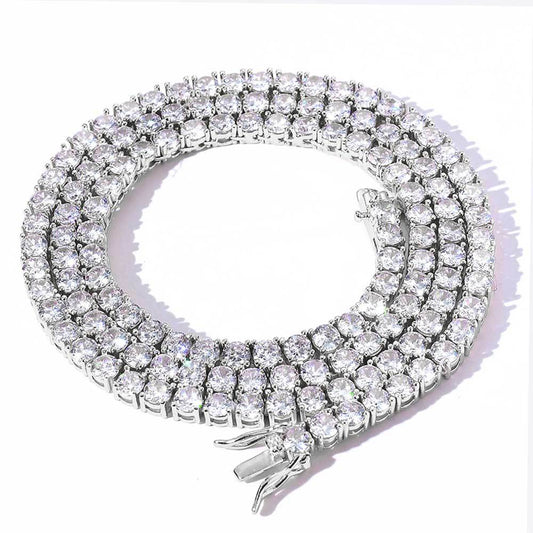 Necklace925Silver Silver Diamond Mesh Ball Chain Necklaces