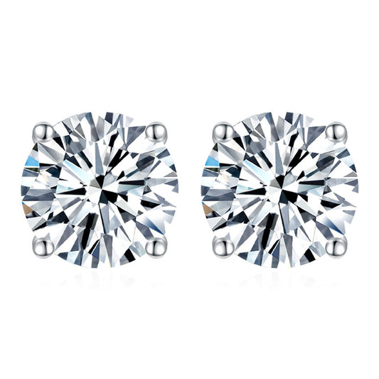 Silver Four-Claw Shape S925Moissanite Earrings