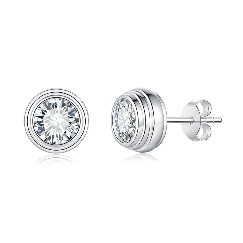 UFO Bubble50Moissanite Qualified by the Diamond Tester Silver Plating18k Platinum Stud Earrings