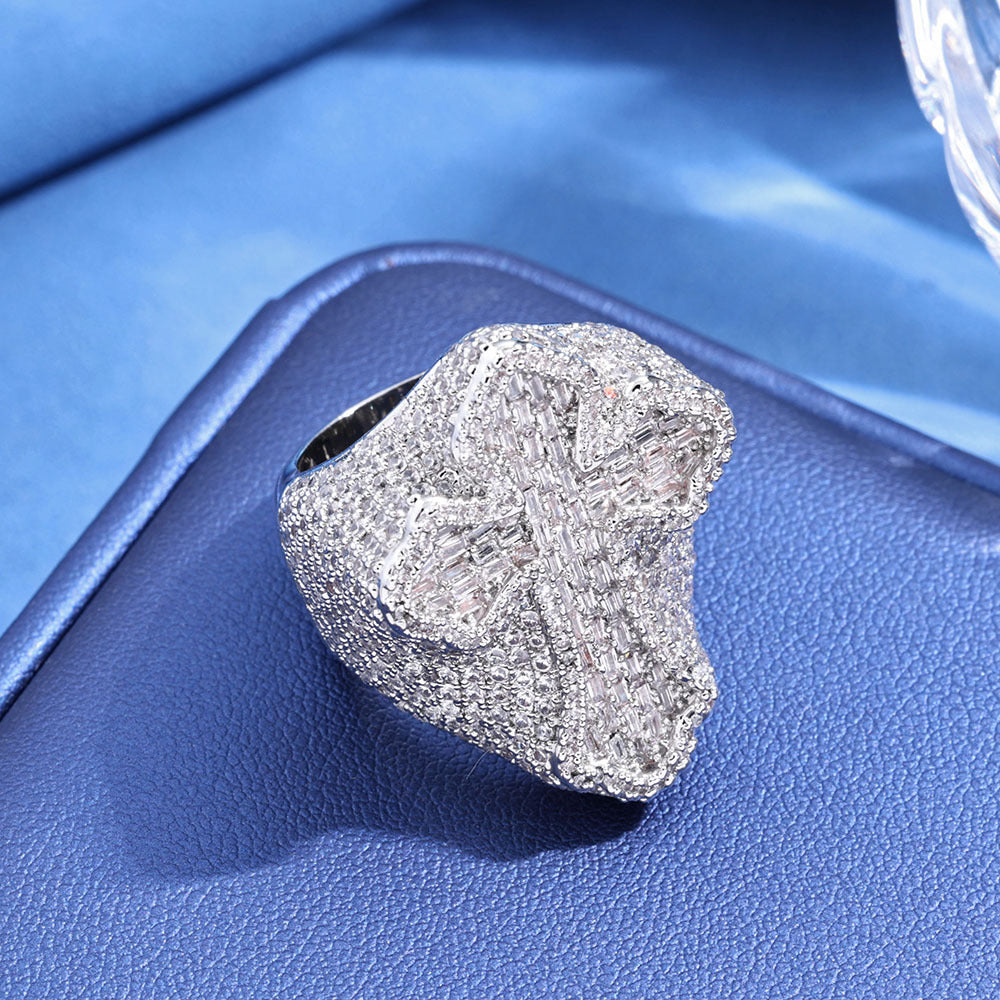 S925 silver moissanite cross ring