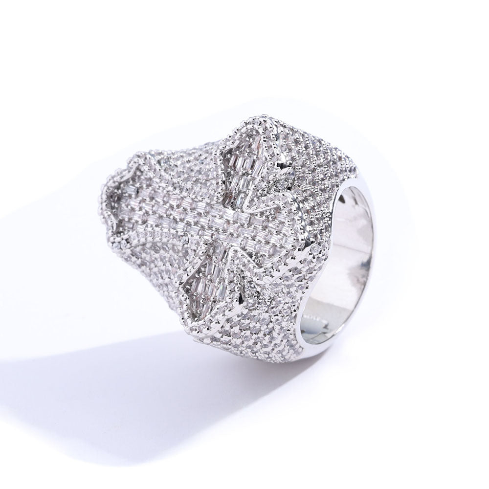 S925 silver moissanite cross ring