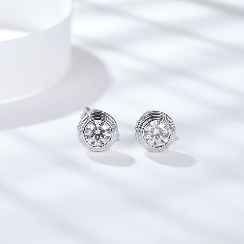 UFO Bubble50Moissanite Qualified by the Diamond Tester Silver Plating18k Platinum Stud Earrings