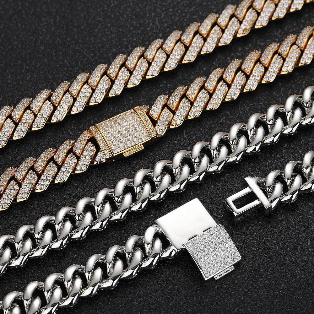 S925Silver Necklace Fashion Brand10mm Moissanite Diamond Cuban Link Chain