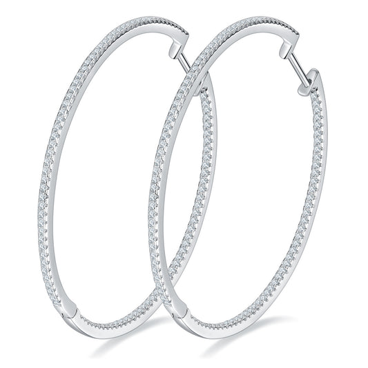 50mm Hoop Earrings Full Diamond1.1mm Round Moissanite