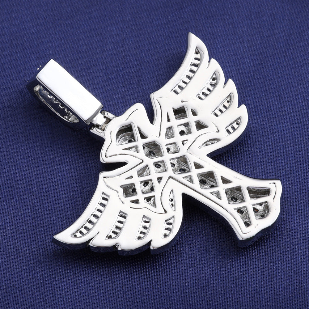 Angel Wings S925Silver Moissanite Cross Pendant