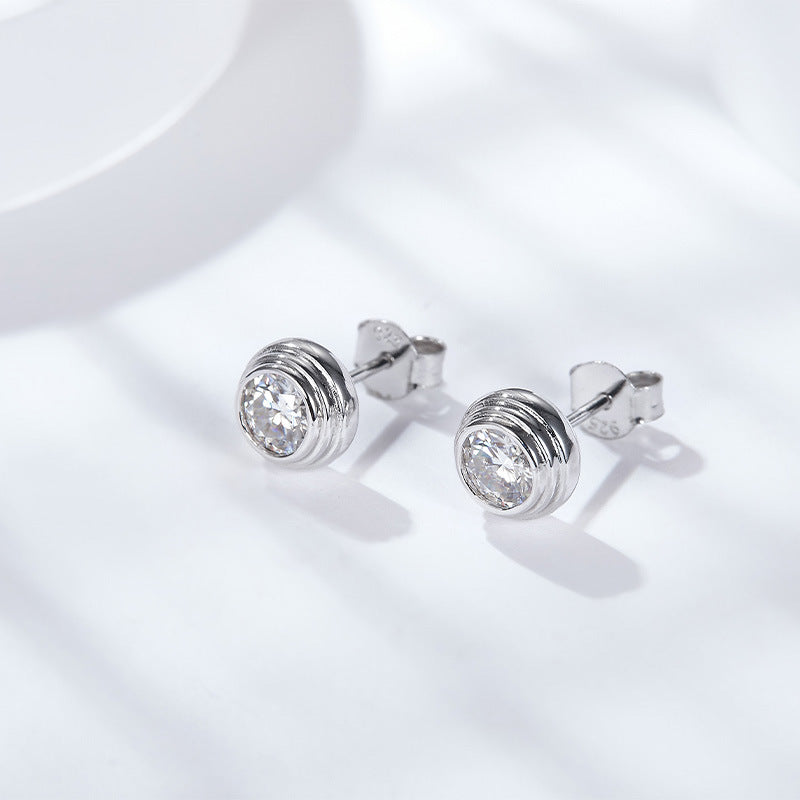 UFO Bubble50Moissanite Qualified by the Diamond Tester Silver Plating18k Platinum Stud Earrings