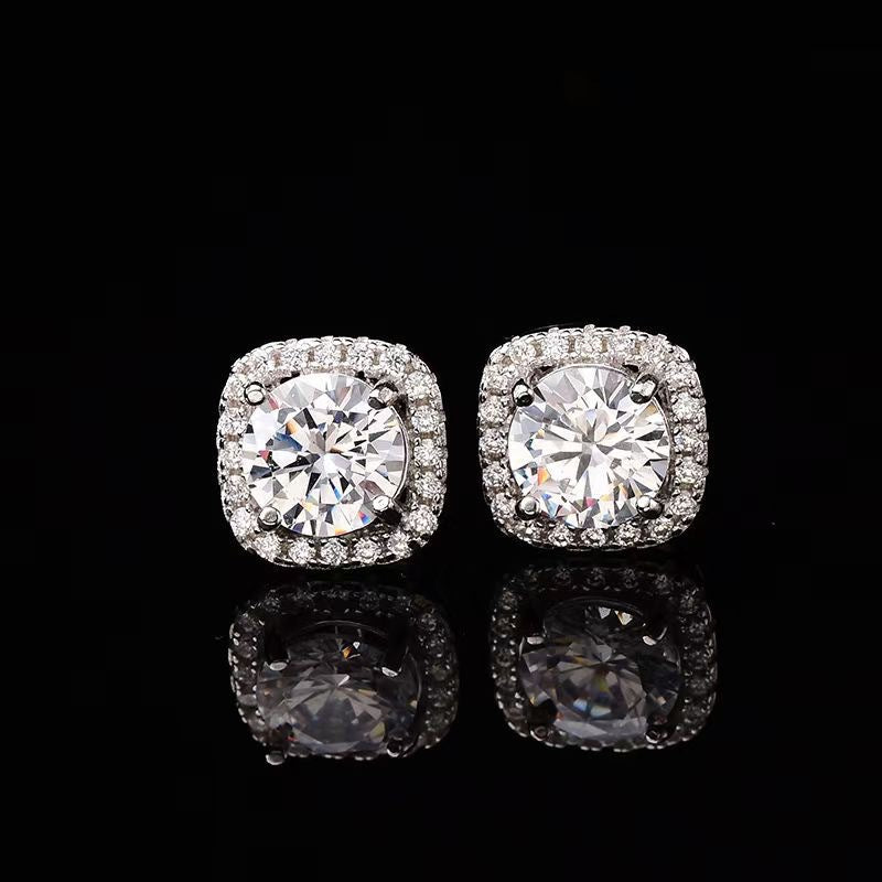 Moissanite Earrings S925Yinhao Huafang Bag Moissanite Silver Stud Earrings Accessories