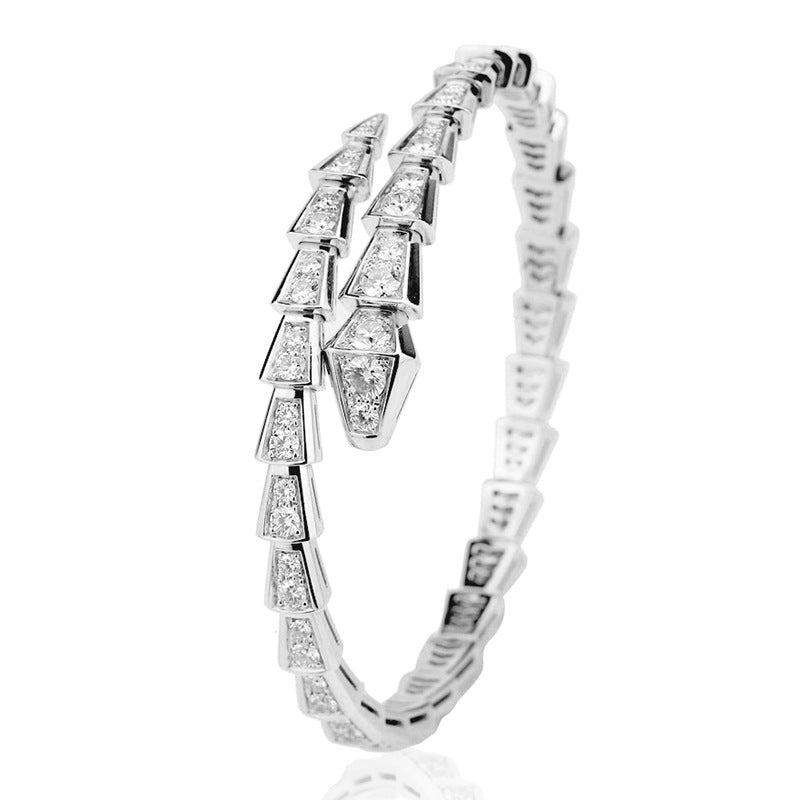 Full Diamond Spring Adjustable Snake Bone Bracelet S925Silver plating18k Gold Inlaid Moissanite Bracelet