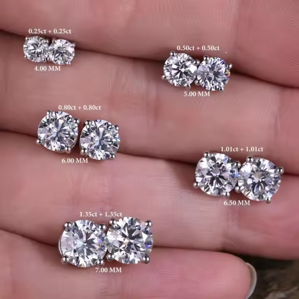 6.5mm 4-prong Lab Diamonds 10K stud earrings - 图片 2