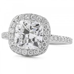 Square Cushion Cut Lab Diamond Double Edge Halo Ring Solitaire With Double Hidden Halo Ring 14K  Yellow Gold Engagement Ring