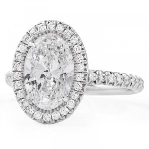 Oval Lab Diamond Halo Classic Solitaire Diamond Ring For Ladies Oval Shape Diamond Ring  14K  White Gold Wedding Ring